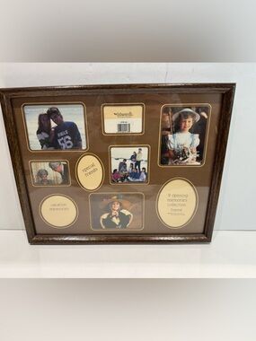 Vintage Intercraft 9-Opening Wood Collage Picture Frame 14.5" x 11.75"